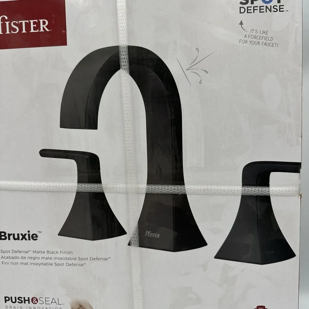 Pfister Bruxie Widespread Double Handle Bathroom Faucet in Matte Black Finish